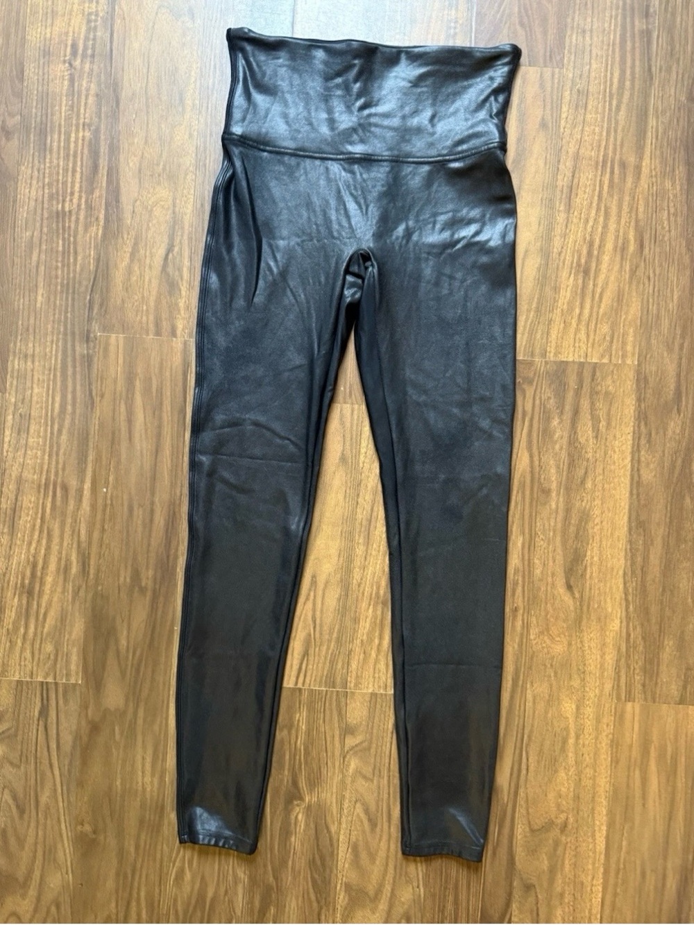 Spanx Black Faux Leather Leggings Women’s Size Large